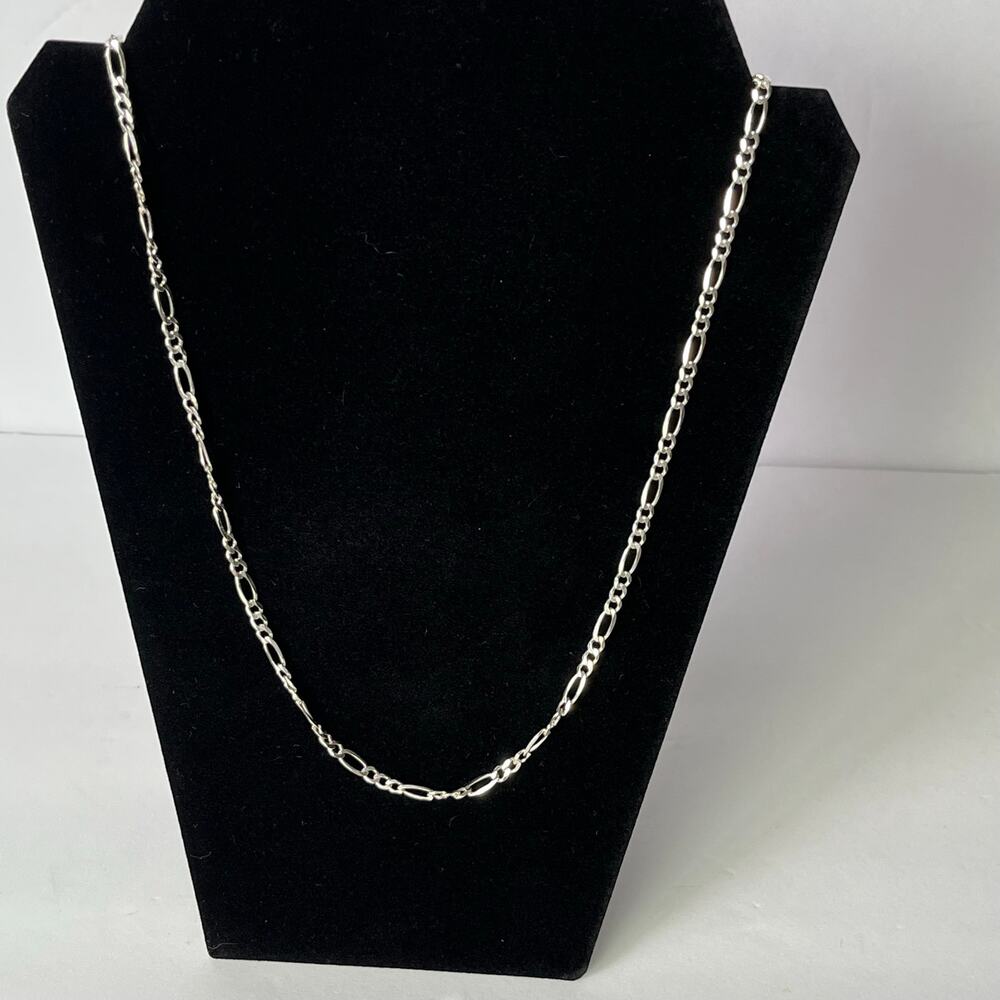 925 Sterling Silver Figaro Chain Necklace 24” Mexico Link Men Women